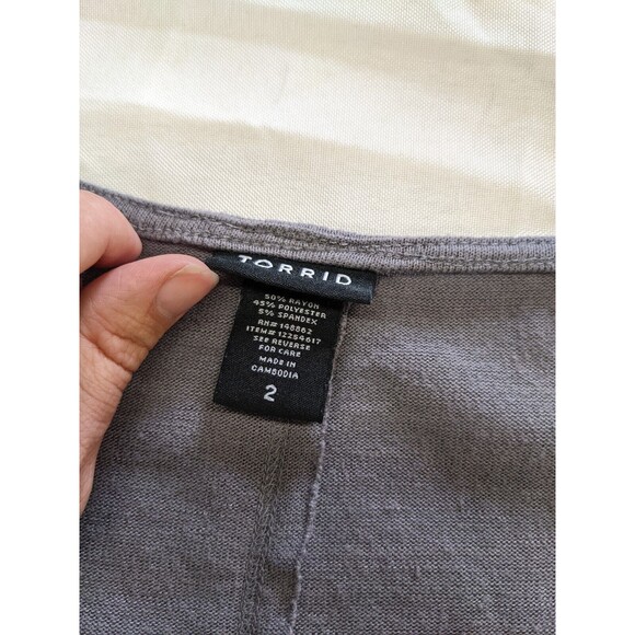 Torrid Sweater Blue Ombre Asymmetric Shark Bite Hem Scoop Neck Size 2 / 2X - Picture 4 of 8